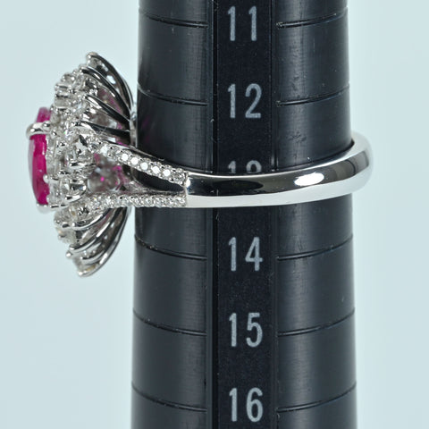 【中古】K18WG Mynmar RUBY RING ビルマ産ルビーリング R1.41ct D1.40ct Pigeon Blood AIGS鑑別書 7.1g #13