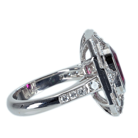 【中古】K18WG NO HEAT& RUBY RING モザンビーク産非加熱ルビーリング R2.02ct D0.92ct GRS鑑別書 9.8g #13.5