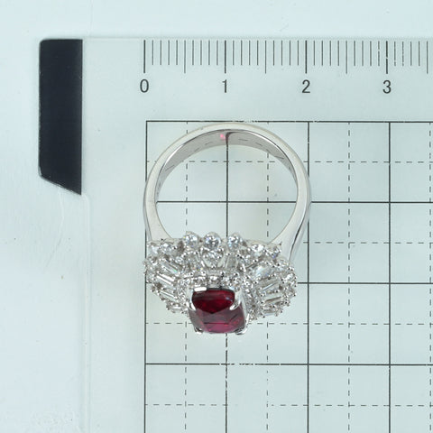 【中古】K18WG RUBY RING モザンビーク産非加熱ルビーリング R3.09ct D1.88ct GRS鑑別書 8.7g #13.5