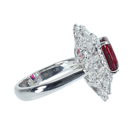 【中古】K18WG RUBY RING モザンビーク産非加熱ルビーリング R3.09ct D1.88ct GRS鑑別書 8.7g #13.5