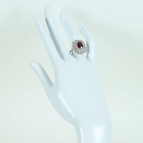 【中古】K18WG RUBY RING モザンビーク産非加熱ルビーリング R3.09ct D1.88ct GRS鑑別書 8.7g #13.5