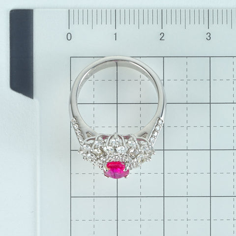 【中古】K18WG Myanmar RUBY RING ビルマ産ルビーリング R1.19ct D1.30ct Pigeon Blood AIGS鑑別書 7.1g #13
