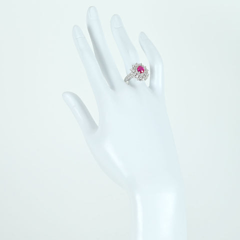 【中古】K18WG Myanmar RUBY RING ビルマ産ルビーリング R1.19ct D1.30ct Pigeon Blood AIGS鑑別書 7.1g #13