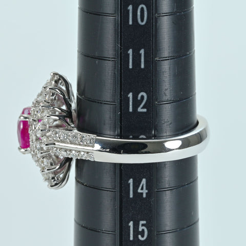 【中古】K18WG Myanmar RUBY RING ビルマ産ルビーリング R1.19ct D1.30ct Pigeon Blood AIGS鑑別書 7.1g #13