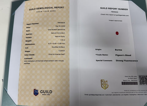 【中古】K18ＷＧ RUBYビルマ産ルビーリング R1.19ct D0.68ct GUILD”ピジョンブラッド”鑑別書 5.5g #13