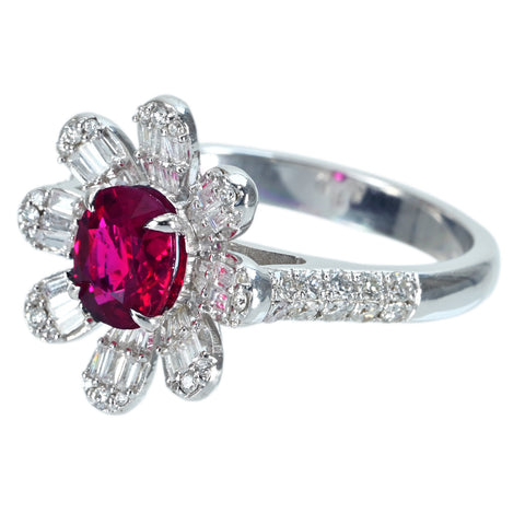 【中古】K18ＷＧ RUBYビルマ産ルビーリング R1.19ct D0.68ct GUILD”ピジョンブラッド”鑑別書 5.5g #13