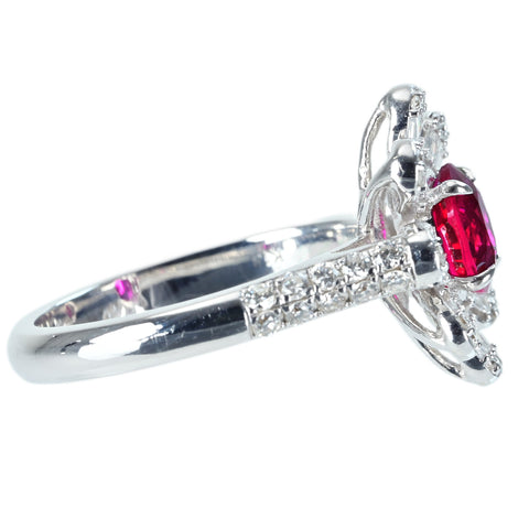 【中古】K18ＷＧ RUBYビルマ産ルビーリング R1.19ct D0.68ct GUILD”ピジョンブラッド”鑑別書 5.5g #13