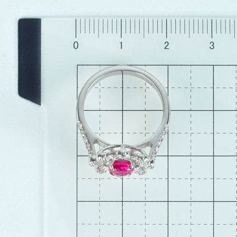 【中古】K18ＷＧ RUBYビルマ産ルビーリング R1.19ct D0.68ct GUILD”ピジョンブラッド”鑑別書 5.5g #13