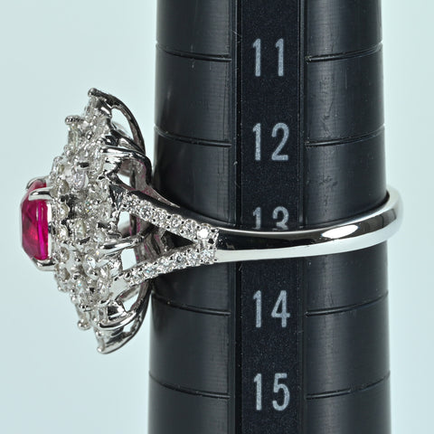 【中古】K18WG Myanmar RUBY RING ミャンマー（ビルマ）産ルビーリング R1.08ct D1.48ct AIGS鑑別書 6.9g #13