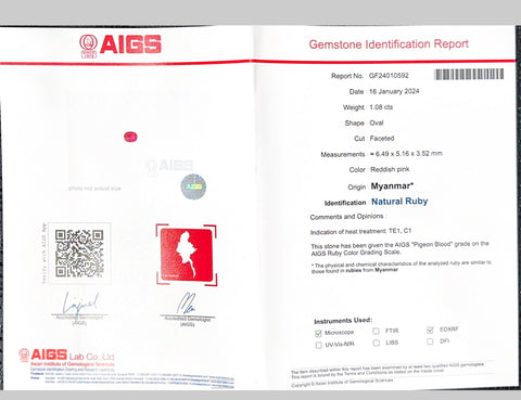 【中古】K18WG Myanmar RUBY RING ミャンマー（ビルマ）産ルビーリング R1.08ct D1.48ct AIGS鑑別書 6.9g #13