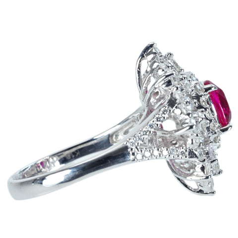 【中古】K18WG Myanmar RUBY RING ミャンマー（ビルマ）産ルビーリング R1.08ct D1.48ct AIGS鑑別書 6.9g #13