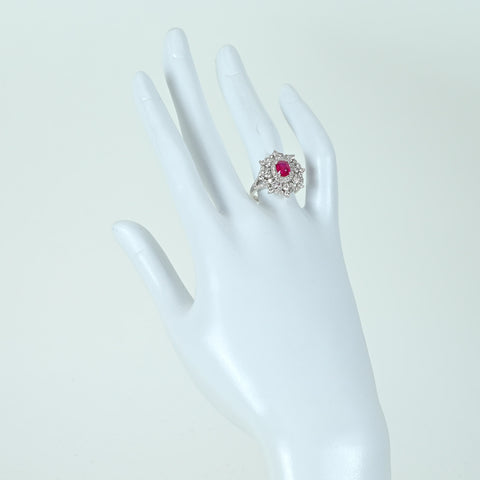 【中古】K18WG Myanmar RUBY RING ミャンマー（ビルマ）産ルビーリング R1.08ct D1.48ct AIGS鑑別書 6.9g #13