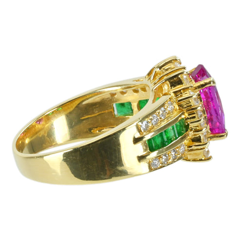 【中古】K18YG PINK SAPPHIREビルマ産非加熱ピンクサファイアリング PS2.68ct E0.35ct D0.63ct GIA鑑別書 8.0g #12.5