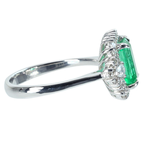 【中古】K18WG EMERALD エメラルドリング E2.23ct D0.53ct 4.8g #13.5