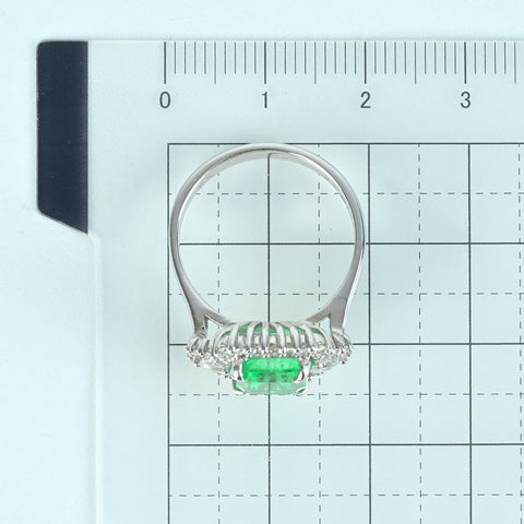 【中古】K18WG EMERALD エメラルドリング E2.23ct D0.53ct 4.8g #13.5