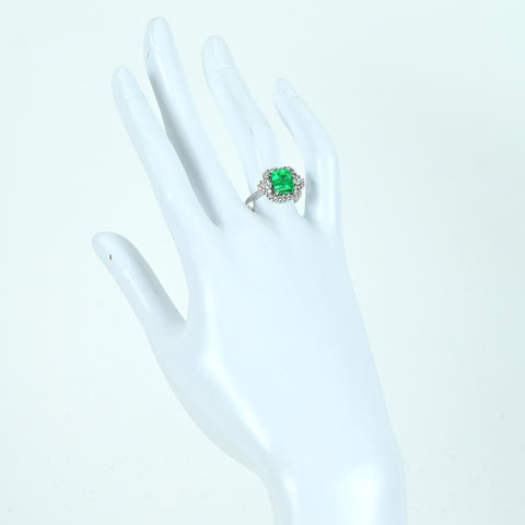 【中古】K18WG EMERALD エメラルドリング E2.23ct D0.53ct 4.8g #13.5