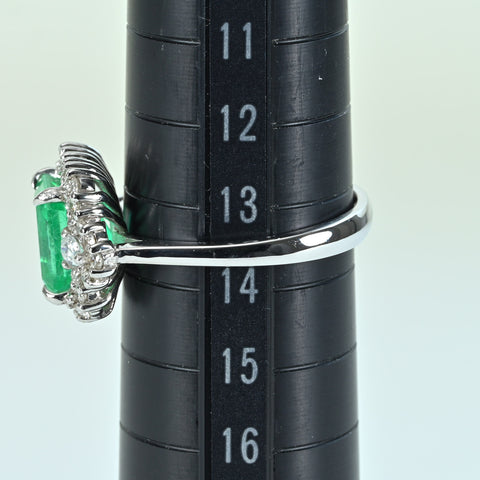 【中古】K18WG EMERALD エメラルドリング E2.23ct D0.53ct 4.8g #13.5