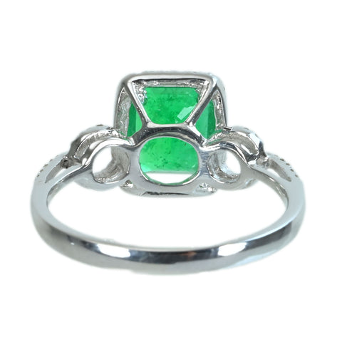 【中古】K18WG EMERALDエメラルドリング E1.70ct D0.18ct 2.9g #13
