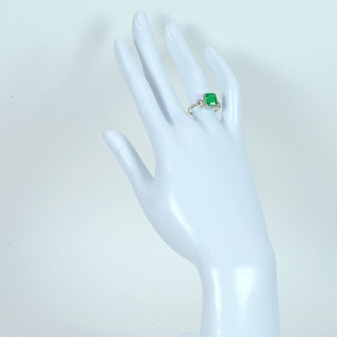 【中古】K18WG EMERALDエメラルドリング E1.70ct D0.18ct 2.9g #13