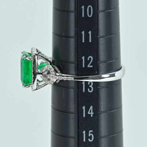 【中古】K18WG EMERALDエメラルドリング E1.70ct D0.18ct 2.9g #13