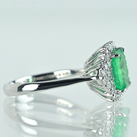 【中古】K18WG EMERALDエメラルドリング E2.11ct D0.52ct 4.7g #13