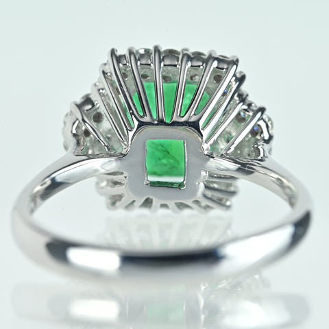 【中古】K18WG EMERALDエメラルドリング E2.11ct D0.52ct 4.7g #13