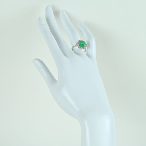 【中古】K18WG EMERALDエメラルドリング E2.11ct D0.52ct 4.7g #13