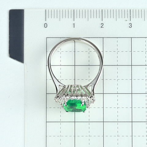 【中古】K18WG EMERALDエメラルドリング E2.11ct D0.52ct 4.7g #13