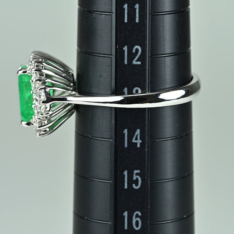 【中古】K18WG EMERALDエメラルドリング E2.11ct D0.52ct 4.7g #13