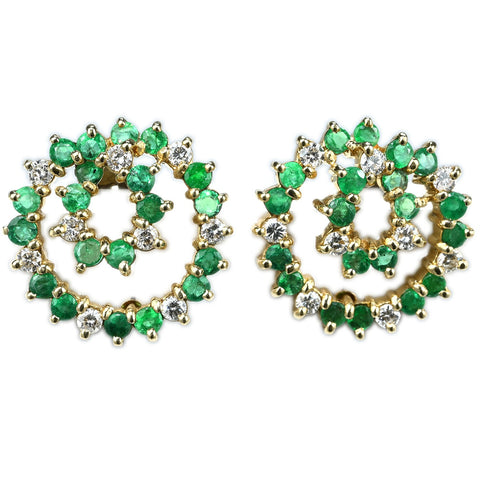 【中古】K18YG EMERALD EARRINGS エメラルド・ダイヤモンドピアス E1.62ct E1.62ct D0.50ct D0.50ct 10.7g