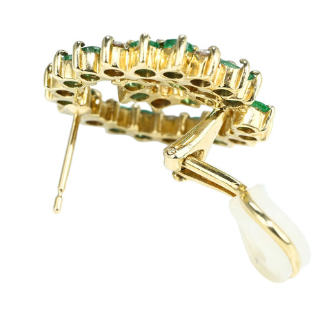 【中古】K18YG EMERALD EARRINGS エメラルド・ダイヤモンドピアス E1.62ct E1.62ct D0.50ct D0.50ct 10.7g