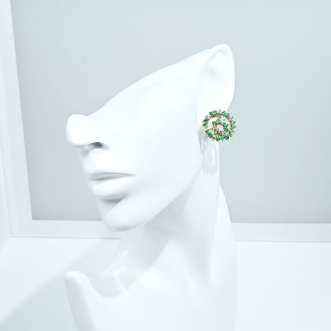 【中古】K18YG EMERALD EARRINGS エメラルド・ダイヤモンドピアス E1.62ct E1.62ct D0.50ct D0.50ct 10.7g