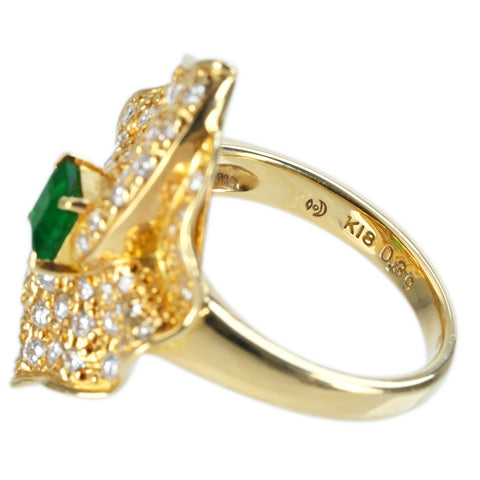【中古】TASAKIタサキ K18YG EMERALD RING エメラルドリング E0.39ct D0.71ct 6.7g #11 ONE PRICE