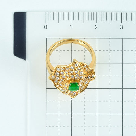 【中古】TASAKIタサキ K18YG EMERALD RING エメラルドリング E0.39ct D0.71ct 6.7g #11 ONE PRICE