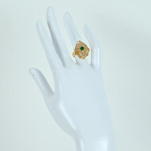 【中古】TASAKIタサキ K18YG EMERALD RING エメラルドリング E0.39ct D0.71ct 6.7g #11 ONE PRICE