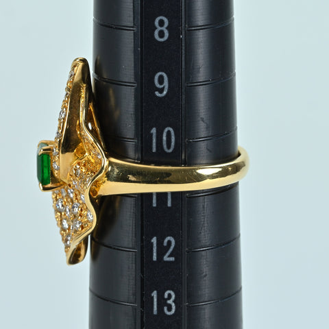【中古】TASAKIタサキ K18YG EMERALD RING エメラルドリング E0.39ct D0.71ct 6.7g #11 ONE PRICE