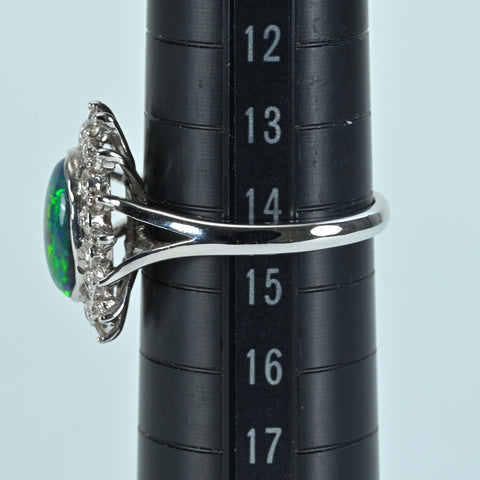 【中古】K18WG BLACK OPAL RING  ブラックオパールリング BO1.5 D0.49ct  5.3g