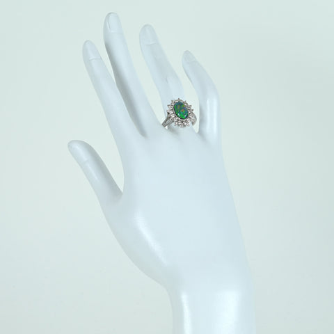 【中古】K18WG BLACK OPAL RING  ブラックオパールリング BO1.5 D0.49ct  5.3g