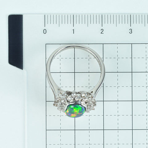 【中古】K18WG BLACK OPAL RING  ブラックオパールリング BO1.5 D0.49ct  5.3g