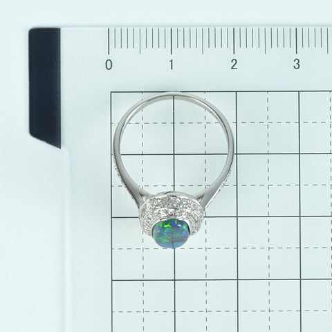 【中古】K18WG BLACK OPAL RING ブラックオパールリング BO1.4 0ct D0.63ct 3.2g #12.5