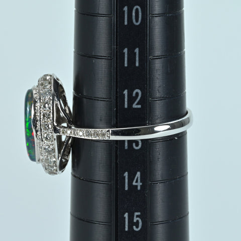 【中古】K18WG BLACK OPAL RING ブラックオパールリング BO1.4 0ct D0.63ct 3.2g #12.5