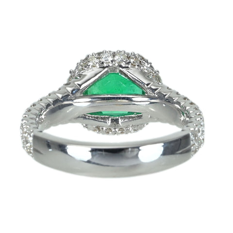 【中古】K18WG EMERALD エメラルドリング E1.885ct D1.14ct 7.0g #13