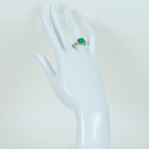 【中古】K18WG EMERALD エメラルドリング E1.885ct D1.14ct 7.0g #13