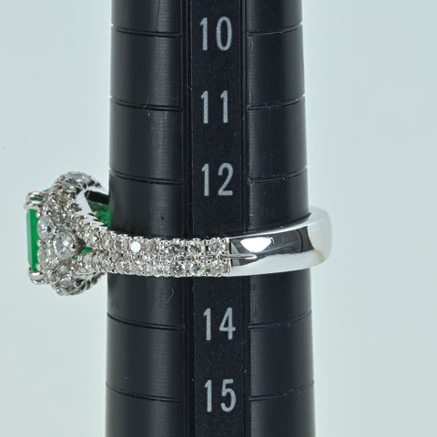 【中古】K18WG EMERALD エメラルドリング E1.885ct D1.14ct 7.0g #13