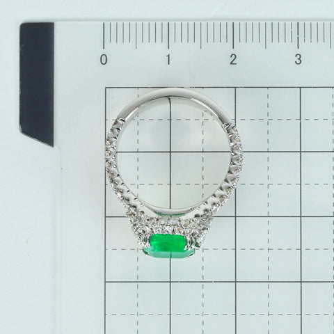 【中古】K18WG EMERALD エメラルドリング E1.885ct D1.14ct 7.0g #13