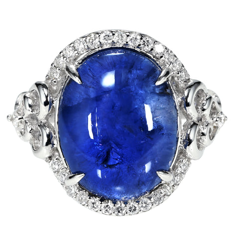 【中古】K18WG STAR SAPPHIRE RINGスターサファイアリング SS14.43ct D0.32ct 8.5g #13.5