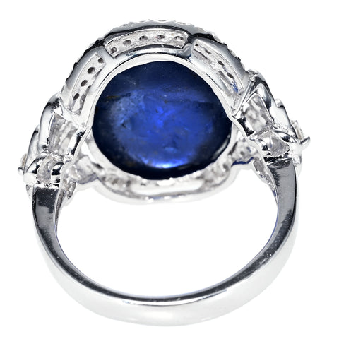 【中古】K18WG STAR SAPPHIRE RINGスターサファイアリング SS14.43ct D0.32ct 8.5g #13.5