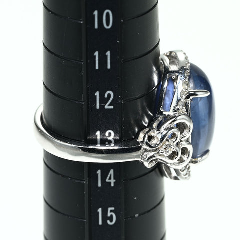 【中古】K18WG STAR SAPPHIRE RINGスターサファイアリング SS14.43ct D0.32ct 8.5g #13.5