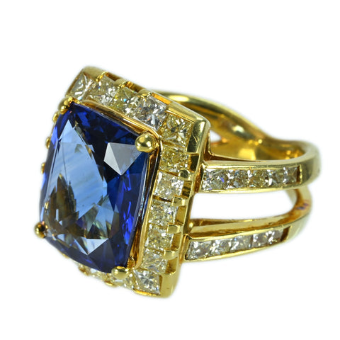 [Pre-owned] 18K Yellow Gold Sapphire Ring with Sri Lankan Sapphire, S8.26ct, D3.15ct, GIA Certificate, 13.8g, #13 