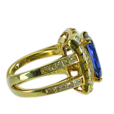 [Pre-owned] 18K Yellow Gold Sapphire Ring with Sri Lankan Sapphire, S8.26ct, D3.15ct, GIA Certificate, 13.8g, #13 